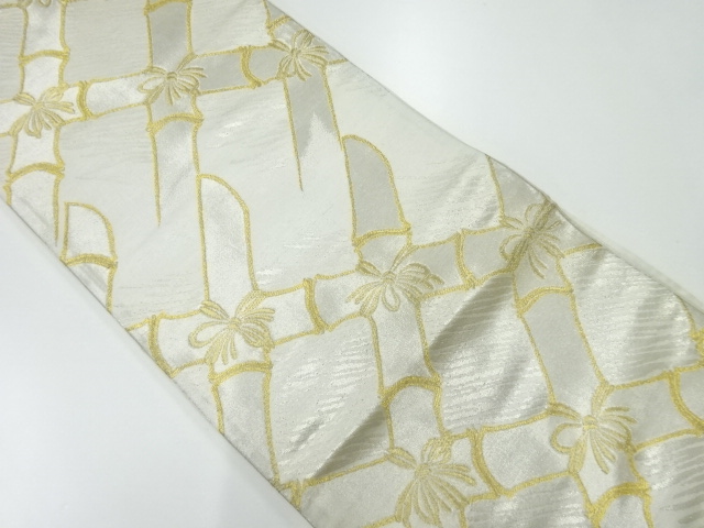 アンティーク　竹模様織出し袋帯（材料）